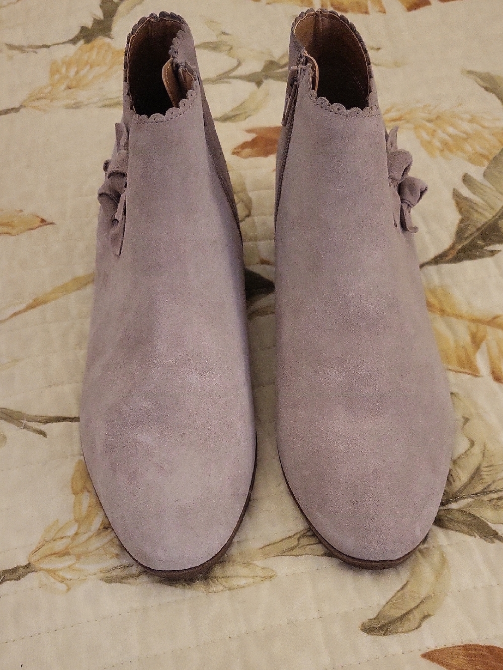 Jack Rogers Gray Suede Ankle Booties with Side Bow